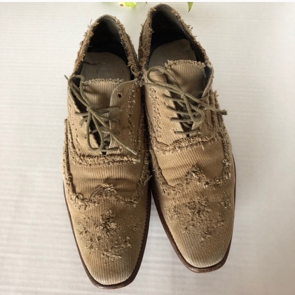 Paul Smith Distressed Corduroy Wingtip Oxfords - Picture 2 of 8